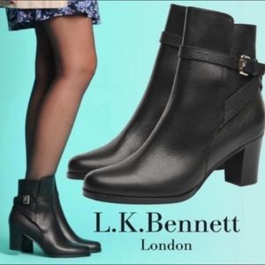 L.K.Bennette Dionne Black Leather Ankle Booties Size 36